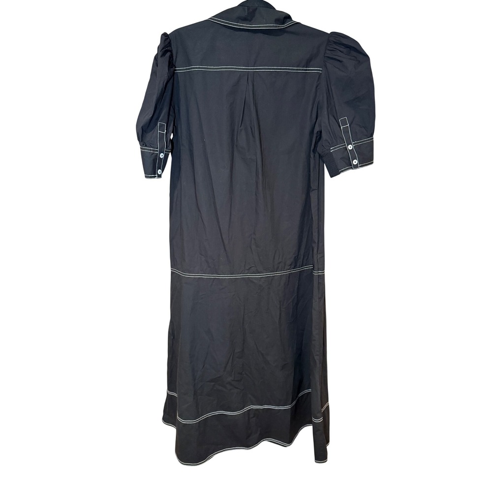 Cartolina Francesca Noir Midi Dress Cotton Black Size Large *No Belt* - Picture 5 of 9